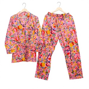Wholesale 100% Cotton Indian <b>Pyjama</b> Set Floral Print Dress <b>Summer</b> Nightwear Fashionable Plus Sizes Elegant Luxury Sleepwear Gift - Product Image 1