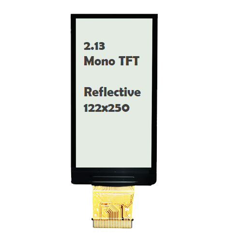 2.13 Inch Sunlight Readable Reflective TFT LCD Display 122x250 Resolution Low Power Mono Screen for Portable Devices