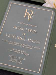 パーソナライズされたイスラムイスラム教徒の結婚式招待状金箔アクリルアラビア結婚式招待状キット封筒 - Product Image 6