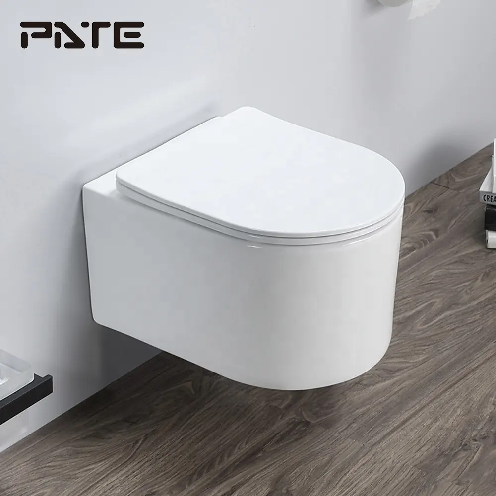 180mm White Ceramic Hung Wc Restaurant Small Toilet Back To Wall