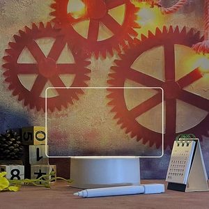 Erasable Transparent Acrylic Message Note Board DIY Creative Gift Rewritable USB 3D LED Night <b>Light</b> with Wood Base for Bedroom - Product Image 4