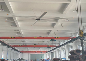พัดลมเพดาน HVLS ประหยัดพลังงาน 6 ใบพัดอลูมิเนียมสีเหลือง ขนาดใหญ่ สำหรับซูเปอร์มาร์เก็ต ห้องจัดแสดงสินค้า 3.5 เมตร พัดลม HVLS 3.5 เมตร - Product Image 6