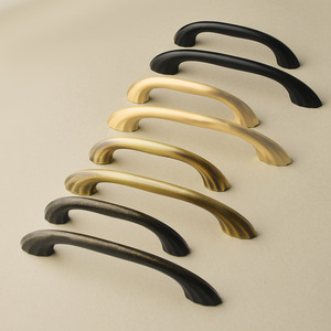 Brass Cabinet <b>Door</b> Handles for Kitchen Dresser Drawer Modern Minimalist Curved Design Durable Easy Installation - Product Image 4