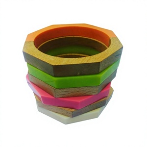 Fashionable Geometric Wood Bangle Bracelet Multicolor Unique Premium Fancy Trendy Unisex Bangles Parties Gifts with Woman - Product Image 4