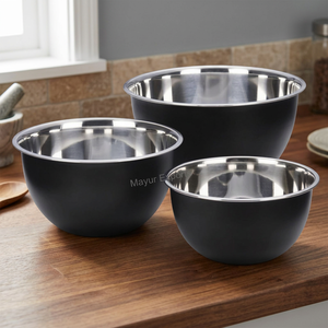 Ensemble de bols mélangeurs en acier inoxydable pour cuisine allemande, écologiques, en métal poli, pour salade et stockage, noirs, capacité 5 QT - Product Image 3