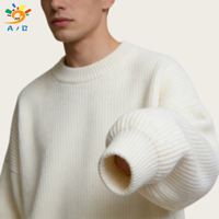 AJB Pull-over d'hiver pour homme, couleur unie, en laine douce tricotée, respirant, anti-plis, à manches lanternes, avec dessins personnalisés