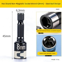 Douille magnétique industrielle de 8 mm pour visseuse à chocs, embout hexagonal de 1/4 pouce en acier avec système de verrouillage à bille