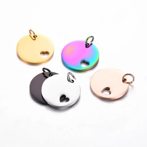 Pendentif rond vierge pour animaux de compagnie de 25 mm en gros, breloque gravable en acier inoxydable pour nom de chien, chat et numéro de téléphone, cadeaux accessoires personnalisés - Product Image 1