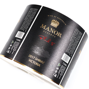 Custom Printing Uv Spot Gold Foil Embossed Logo Premium Adhesive Textured Paper Sticker Glass Red Wine Bottles Sticker <strong>Label</strong> - Product Image 2
