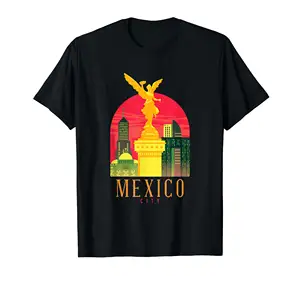 프리미엄 도매 인쇄 블랙 멕시코 멕시코 기념품 여행자 운동 일반 면 티셔츠 소년