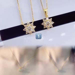 宝石项链女项链饰品14k纯金字母吊坠钻石项链 - Product Image 1