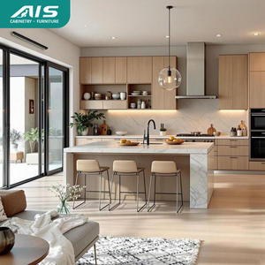 Ensemble de meubles de cuisine modulaire AIS 2025 avec rangement, armoires de cuisine modernes en bois stratifié avec îlot - Product Image 2