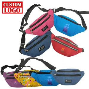 Hot Selling Unisex Custom Camera Crossbody Bag Barrel-Shaped Nylon Waist Bags with Zipper Closure All over Printing