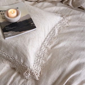 Juego de Ropa de Cama de Lino y Algodón con Encaje Estilo Francés, Transpirable y Agradable para la Piel, para las Cuatro Estaciones - Product Image 4