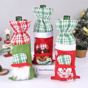 Modern <b>Christmas</b> & Chinese New Year Decorations with Checkered Cotton Bottle Covers and Red Wine/ Bags-Hot Selling - Product Image 1