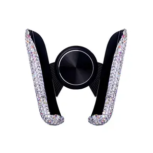 Fashion Women Girls Bling Crystal Diamond Mobile Phone Holder Stand Car Air Vent Mount Clip Car Bracket Interior Accessories