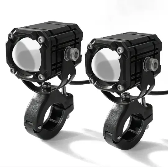 Vcan 10W IP-67 Waterproof Aluminum LED Front Motorcycle Headlamp 12-80V White&Yellow&Red Flash Auxiliary Spotlight Lights
