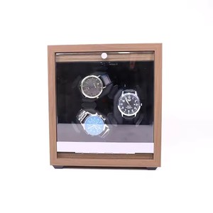 Boîte remontoir <span class=keywords><strong>de</strong></span> montres automatique en bois <span class=keywords><strong>de</strong></span> noyer à 3 emplacements, étui en PU avec 3 coussinets, vente en gros, étui <span class=keywords><strong>de</strong></span> rangement rotatif pour montres - Product Image 6