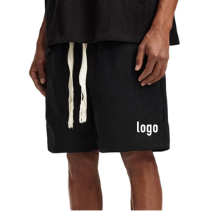 <span class=keywords><strong>Pantaloncini</strong></span> da <span class=keywords><strong>Uomo</strong></span> Estivi in <span class=keywords><strong>Cotone</strong></span> Oversize a Vita Alta da 5 Pollici, Stile Streetwear, in French Terry Nero, <span class=keywords><strong>Taglie</strong></span> <span class=keywords><strong>Forti</strong></span>, Personalizzabili - Product Image 1
