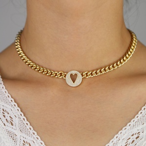 Collana da Donna con Catena Cuban Link in Promozione, Stile <span class=keywords><strong>Rock</strong></span> Punk HIPHOP, con Ciondolo Disco Rotondo, Collana Choker - Product Image 4