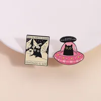 Karikatür siyah emaye Pin Metal broş mikro kakma büyük göz hayvan tasarımı giyim çantaları için sevgililer için yıldönümü hediyeleri