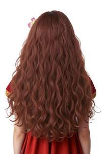 Venta al por Mayor de Fábrica de Extensiones de Cabello Rizado Marrón de Fibra Resistente al Calor, Estilo Bohemio, para Niñas - Product Image 3