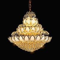 Lustre de luxe doré LED plafonnier moyen décoratif cristal fleur lumières pour chambre salle à manger éclairage décoratif