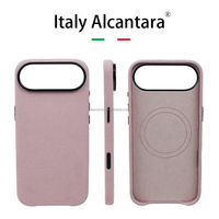 Étui de téléphone en cuir véritable Alcantara rose pour client, avec aimant puissant, pour iPhone 17 Air 18 Pro Max