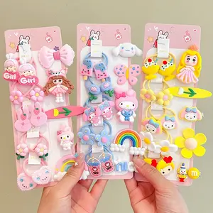 15pcs/set Child Hair Accessories Cartoon Animal Hair Clips Set kinds Multicolour Elastic Hair Scrunchies Girls Birthday Gift Set