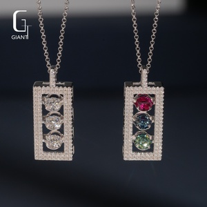 Colgante de Moissanita Redonda con Corte Brillante, Plata 925, VVS, Diseño de Semáforo, Joyería Fina Personalizada de Hip Hop para Hombre, Colgante de Diamante de Moissanita - Product Image 1