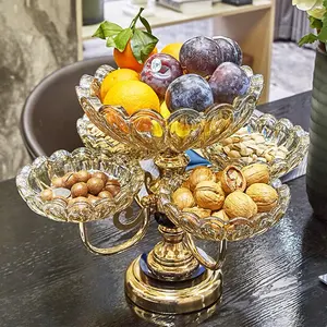 Prato de frutas de luxo, novidade em vidro de alta qualidade, 5 pratos, decoração moderna, bandeja de frutas, suporte para pratos, prato de vidro