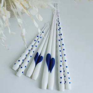Blue <b>Red</b> Heart Printed Beeswax Soy Wax Taper <b>Candles</b> 14 Inch 9.25 Inch Christmas Holiday Home Decoration Wedding Bars Smokeless - Product Image 5
