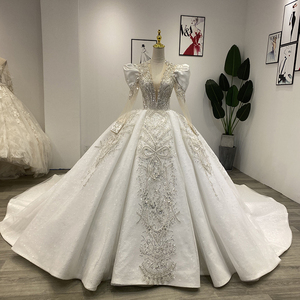 Jancember Wm004 Vestido de Novia Elegante de Manga Larga con Cristales, Vestidos de Boda para Mujer - Product Image 1