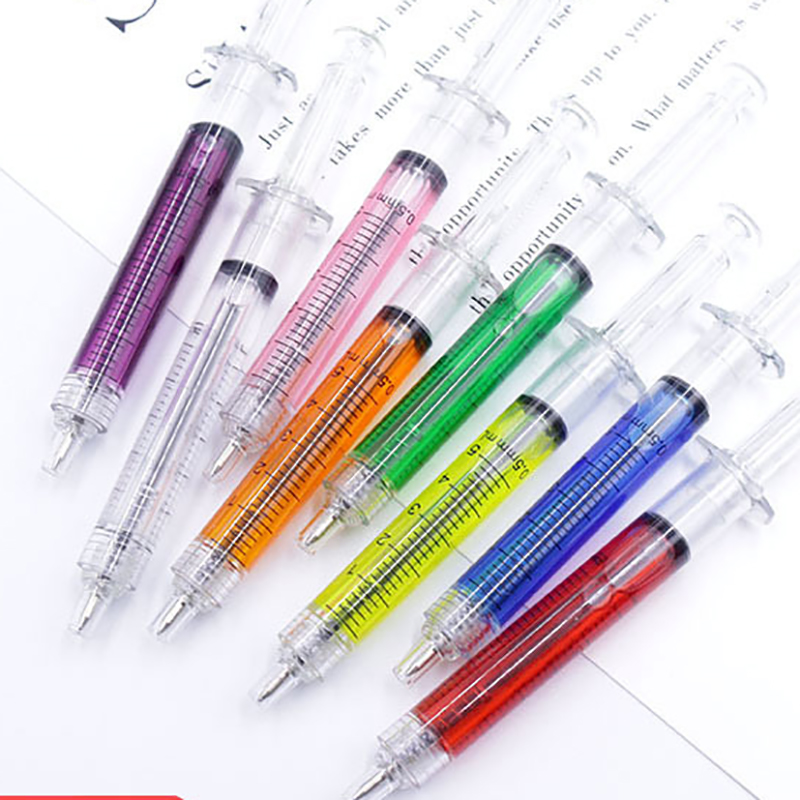 100 PCS Syringe Pens - 0.5mm Black Gel Ink Pens For Medical Theme Parties & Office Fun