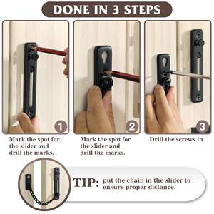 Serrure <span class=keywords><strong>de</strong></span> <span class=keywords><strong>porte</strong></span> moderne à vis avec chaîne <span class=keywords><strong>de</strong></span> sécurité antivol et bouton à ressort à verrouillage inversé pour les portes <span class=keywords><strong>d</strong></span>'<span class=keywords><strong>entrée</strong></span> intérieures <span class=keywords><strong>d</strong></span>'hôtel - Product Image 6