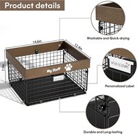 Panier de rangement en métal et bois pour jouets de chien, boîte à jouets pour chiot et chat avec rangement pour laisse, couvertures, friandises, accessoires, type cage