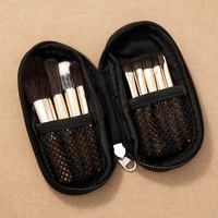 Ensemble de 9 mini-pinceaux de maquillage à poils doux, applicateurs cosmétiques pour les yeux et le visage, manche en bois, pochette zippée, cadeau de voyage pour retouches rapides