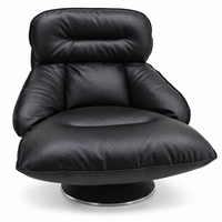 Fauteuil d'appoint pivotant moderne en cuir écologique avec rembourrage en duvet et éponge, structure en fer et base ronde, idéal pour salon et hôtel