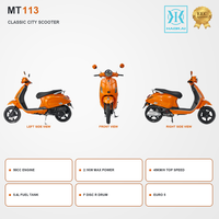 Scooter à essence 50cc 4 temps certifié EEC, Euro 5 EFI, vitesse maximale de 45 km/h, réservoir de carburant de 5,4 L, scooter rétro pour adultes
