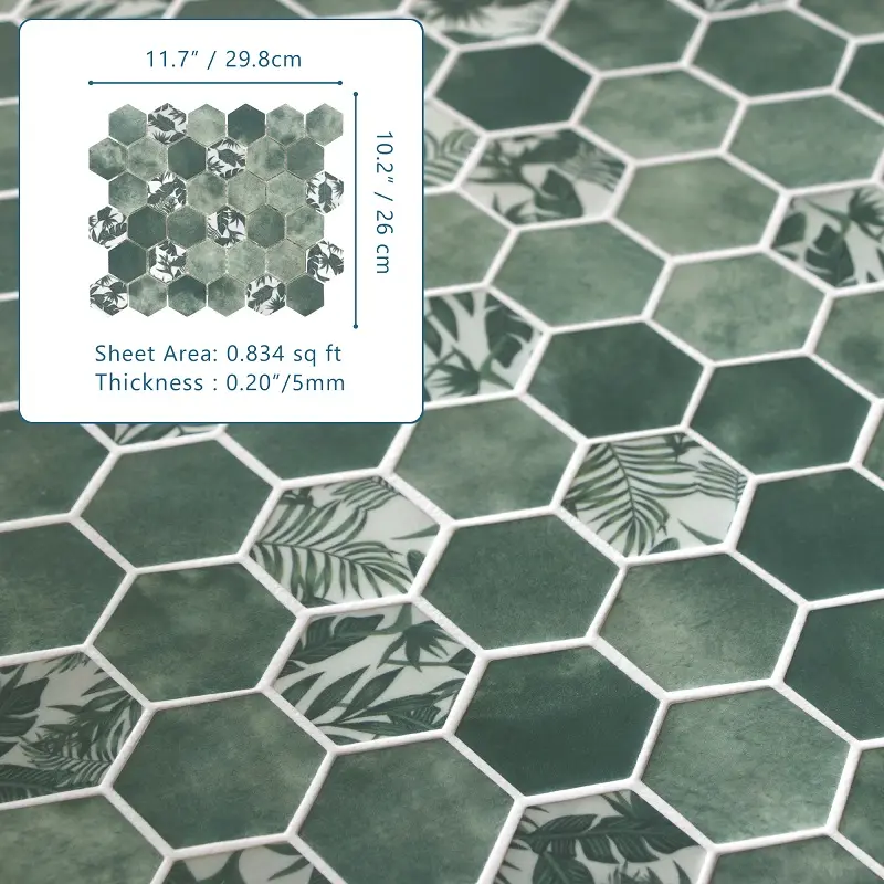 Sunwings Sechseck-Recycling-Glas-Mosaikfliese | Vorrat in den USA | Grüne Zement-Mosaikfliesen Wand und Bodenfliese