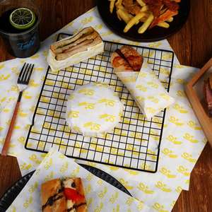 Tampons en papier vierge enduits de PE de qualité alimentaire, absorbants l'huile, personnalisés pour les pizzas, les hamburgers, les sushis, les boulettes de riz, les gâteaux et le pain - Product Image 2