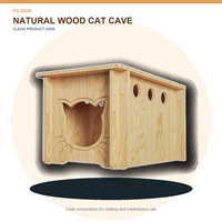 Caja de Madera Natural Personalizada para Gatos con Orificios de Ventilación, Espacio de Descanso Cerrado para Gatitos en Interiores, Muebles para Mascotas