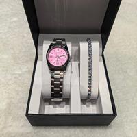 CHENXI 003A Ensemble cadeau deux pièces style loisirs pour femme, montres de luxe à quartz argent et rose, lumineuses et étanches, avec bracelet et boîte