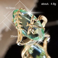 Kadınlar için Dragonfly Markiz Kristal Yüzük, 10mm, Altın Kaplama Pirinç Böcek Yüzük, Altın