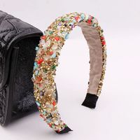 Grossiste Bandeau pour cheveux en pierre de cristal fantaisie naturelle Accessoires pour cheveux pour femmes Bandeau pour cheveux rétro en éponge épaisse et diamant pour filles