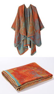 Fascia per scialle calda da donna di mezza età Poncho aperto sul davanti colore del capo scialli Vintage <span class=keywords><strong>Cardigan</strong></span> invernale Wrap Poncho stampato per le donne - Product Image 4