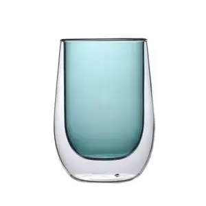 OEM Custom Heat Resistant High Borosilicate Tea Wine Double Walled Glass Coffee Cups