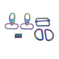 Kit de quincaillerie de haute qualité pour la fabrication de sacs : Mousqueton pivotant arc-en-ciel, Anneau en D, Boucle de réglage, Embout de fermeture éclair