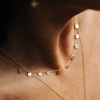 Collier pendentif disque martelé en acier inoxydable 316L plaqué or 18 carats PVD, style bohème, pour superposition, étanche