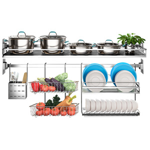 304 Stainless Steel Wall Mounted Kitchen Storage Rack Dish Drying Rack Multifunctional Sink Organizer Shelf - Product Image 4